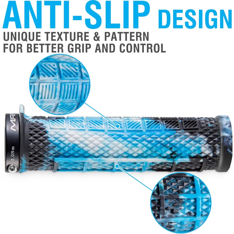 Marque Grapple Mountain Bike Handlebar Grips â€“ Single Lock-On Ring MTB and BMX Bicycle Handle Bar with Non-Slip Grip (Urban Camo) - Image 2